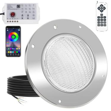 Imagem de Lamroro Luzes Led De 10 Polegadas Para Piscina Enterrada, Luz Subaquática De 60 W E 10 Polegadas Que Muda De Cor Com Aplicativo/Controle Remoto, Adequada Para Nichos Úmidos Grandes De 10 Polegadas,