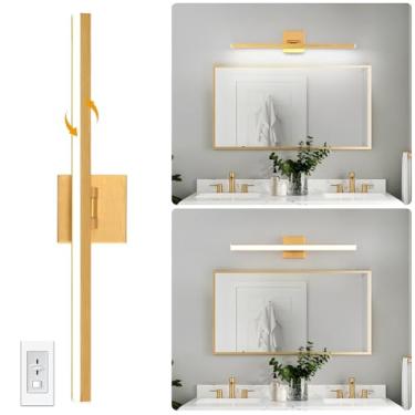 Imagem de Ondersley Luminárias De Banheiro Douradas - Luminária De Banheiro Moderna De Led Dourada Escovada De 24 Polegadas Com Luz Branca De 6000K, Arandela De Parede Escovada Sobre Espelho De 18 W Para Quar