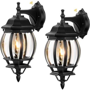 Imagem de VIANIS Luzes De Varanda Externas Do Anoitecer Ao Amanhecer, Luminárias Externas Pretas Para Montagem Em Parede Para Casa, Pacote Com 2 Luzes De Ônibus Modernas Para Garagem Com Vidro Temperado, Ara