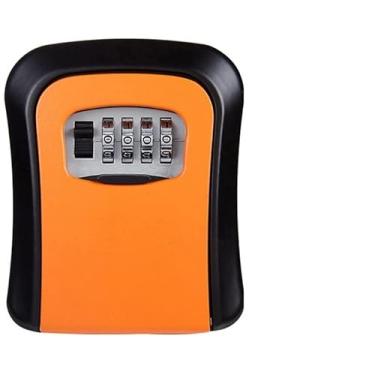Imagem de Cofre de chave, caixa de bloqueio de chave, caixa de armazenamento de chave, organizador secreto de 4 dígitos, combinação de senha, código de segurança, sem chave, caixa de segurança (laranja)