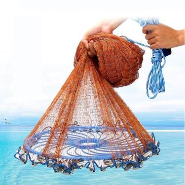 Imagem de Rede de pesca de arremesso manual, rede de arremesso grande de disco voador atualizada com rede de pesca fundida à mão 480/540/600/720 cm Ferramentas de pesca com rede de arremesso (chumbadas de 720