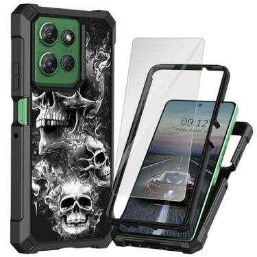 Imagem de BEOTIWAD Capa para Motorola Moto G Stylus 5G 2025 com protetor de tela de camada dupla resistente à prova de choque PC rígido + capa de proteção de TPU macio para Moto G Stylus 5G 2025, caveira