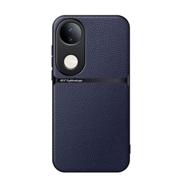 Imagem de Kepuch Capa para Vivo S20 - Litchi Grano Case Placa de Metal Embutida - Azul