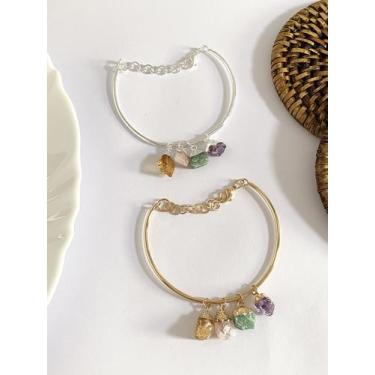 Imagem de Bracelete com Pingentes Estilo Berloque com Quartzo Natural - Ateliê F