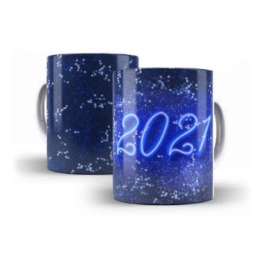 Imagem de Caneca Porcelana Ano Novo Réveillon 2021 Decoração - Villa Caneca