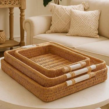 Imagem de Bandejas de Servir Decorar tipo Vime para Cantinho do Café - TOP RIO