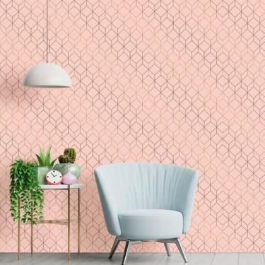 Imagem de Papel de Parede Geométrico Stylish Soft Pink com Rose 250 - Inove Papé