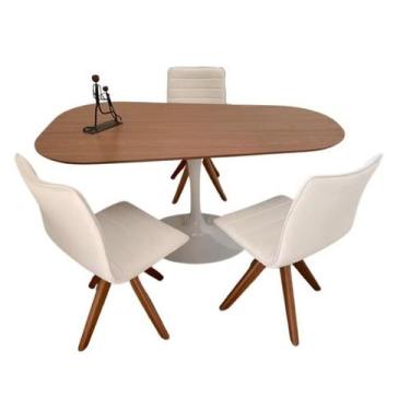 Imagem de Mesa Tulipa Saarinen Organica 180x100cm Base Laca Tampo Freijó - Model