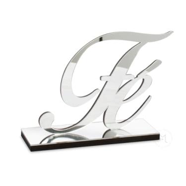 Imagem de Palavra Decorativa Fé em Acrílico Espelhado com Base MDF, Enfeite Religioso, Motivacional e Decorativo para Casa, Escritório ou Altar (Prata)