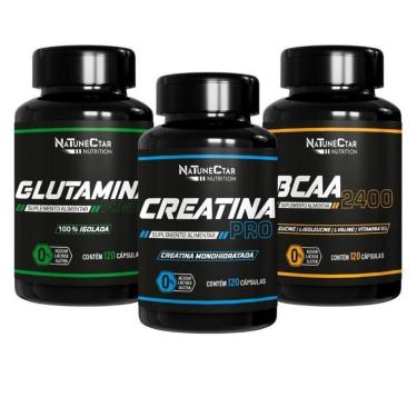 Imagem de Kit Natunectar  Creatina Monohidratada Pro + Glutamina Power 100% Isolada + BCAA 2400 – 360 cápsulas-Unissex