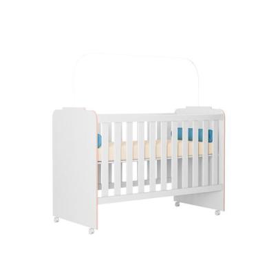 Imagem de Berço Para Bebê Infantil Grade Fixa Branco Com Rosa  Amore Peternella