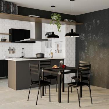 Imagem de Conjunto de Mesa de Cozinha com 4 Lugares Aiden Preto - Mobly