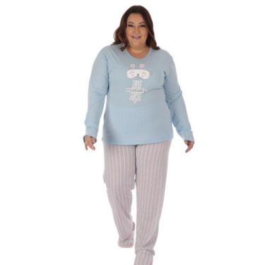 Imagem de Pijama Belíssima Algodão Plus Size Feminino Victory, 48, Azul