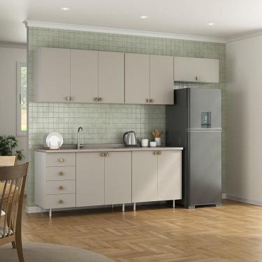 Imagem de Cozinha Completa Maranello 100% MDF 10 Portas 4 Gavetas Bege