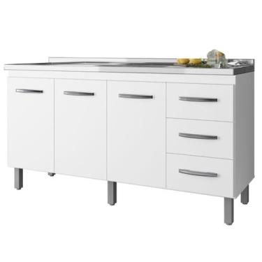 Imagem de Balcão Para Pia Diana 150 cm 3 Portas Branco Moblis