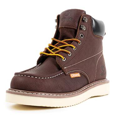 Imagem de Clitenk Botas De Trabalho Masculinas Com Biqueira 6" - Couro Integral, Resistentes À Água, Antiderrapantes, Sola Leve E Plataforma, Bico Macio, Construção Confortável, Tamanho 8