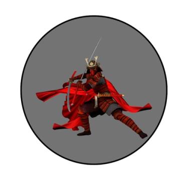 Imagem de Adesivo Personalizado Redondo, 10cm, Tema Samurai, Modelos 184SM-194SM (187SM, Papel Couché 170, 10CM)