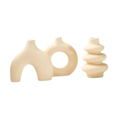 Imagem de Ｂｅｓｇａ 3x Vaso de cerâmica boho para decoração de flores, vaso de flores, suporte para plantas, de botões para escritório, sala de jantar, decoração de, Amarelo