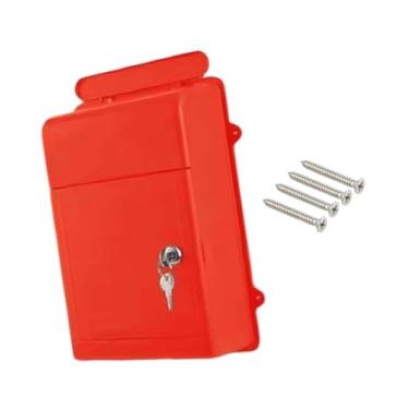 Imagem de Generic Caixa de correio de parede com fechadura para cofre externo, caixa de correio à prova d'água com chave e fechadura para jornais, cartões, Vermelho
