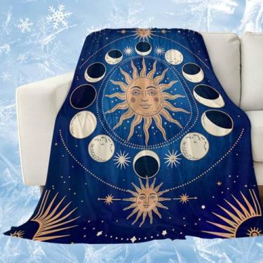 Imagem de Cobertores refrescantes de céu estrelado para pessoas que dormem quente, universo, sol, planeta, estrelas, azul escuro, cobertor de gelo, leve, espaço, 101,6 x 152,4 cm, cobertores frios de verão para