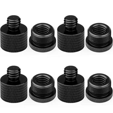 Imagem de ChromLives Adaptador De Suporte Microfone 3/8 Fêmea Para 5/8 Macho E Rosca Tripé Braço Boom Blue Yeti Snowball, Combo Pacote Com 8 Unidades