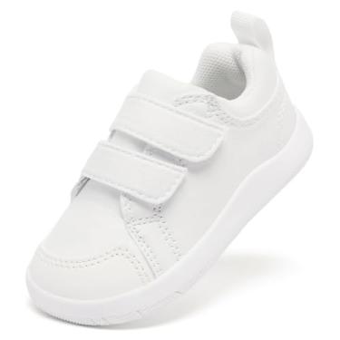 Imagem de MORENDL Sapatos de dedo largo para bebês descalços sapatos de caminhada para bebês meninos e meninas antiderrapante zero drop minimalista tênis conforto atividades ao ar livre, Branco, 21