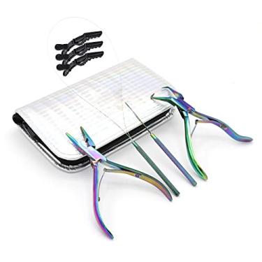 Imagem de Chocho Ferramentas profissionais de extensão de cabelo de aço inoxidável, kit de miçangas de micro elos, conjunto de alicates para fechar e remover contas I-Link Micro Ring Loop Agulha Puxador de Agulha Grampos de cabelo para pentear