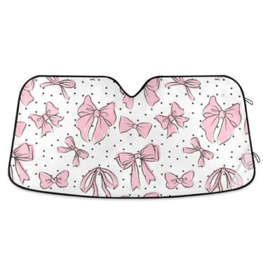 Imagem de GOODOLD Protetor solar para para-brisa Bow Pink para carros, caminhões, SUVs - Defesa contra raios UV, para-sol automático frontal dobrável, refrigerador interior do veículo (139 x 70 cm)