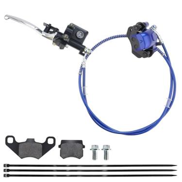 Imagem de PRO BAT Pinça de sistema de freio a disco hidráulico traseiro ATV Quad Hand Brake Assembly Master Cylinder Caliper vem com pastilhas de freio para carrinho quadriciclo ATV 50cc 70cc 90cc 110cc 125cc