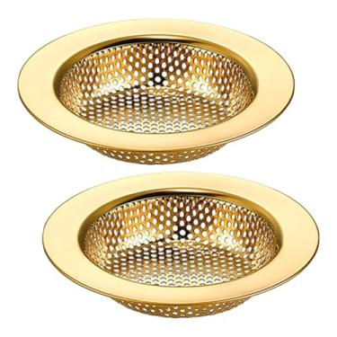 Imagem de SiaBiced Ralo de chuveiro, coletor de cabelo, cesta de malha, borda larga, antientupimento, filtro de pia de cozinha, rolha de pia para banheiro, piso de, Ouro