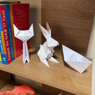 Imagem de Kit Origami 3 Peças: Gato, Coelho e Barco Decoração - FLEX3D