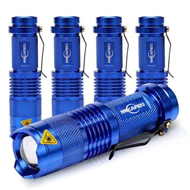 Imagem de Pacote com 5 lanternas de LED Mini Cree Q5 da Mikafen, lanterna de 7 W, 300 lm, foco ajustável, luz zoométrica, MIKAFEN, Azul, Blue