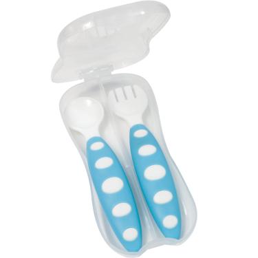 Imagem de Colher Infantil Buba Azul 1 Unidade + Garfo Infantil Buba Azul 1 Unidade + Case