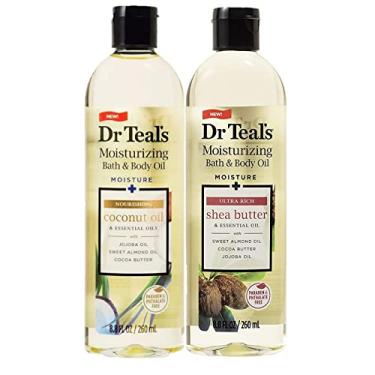 Imagem de Dr Teal's Bath & Body Oil Variety Gift Set (2 Pack, 8.8oz Ea.) - Ultra Rich Shea Butter & Nourishing Coconut Oil - Essential Oils Hydrate Skin & Alleviate Daily Stress - At Home Spa Kit
