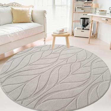 Imagem de Lacomfy Tapete moderno, tapete redondo abstrato de 1,8 m para quarto, sala de estar, escritório, dormitório, neutro, não cai, geométrico, antiderrapante círculo felpudo tapete para decoração de casa