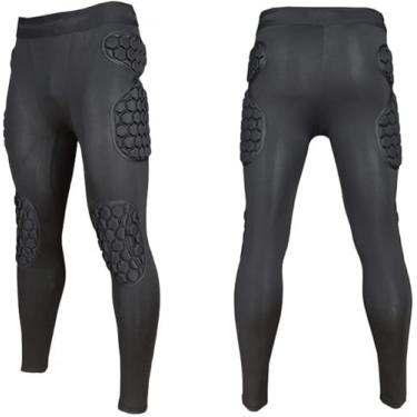 Imagem de ciseroye Shorts masculinos de compressão acolchoados com cinta de futebol de 6 almofadas para homens, calça de compressão acolchoada com cinta de futebol adulto para beisebol, futebol, basquete - M