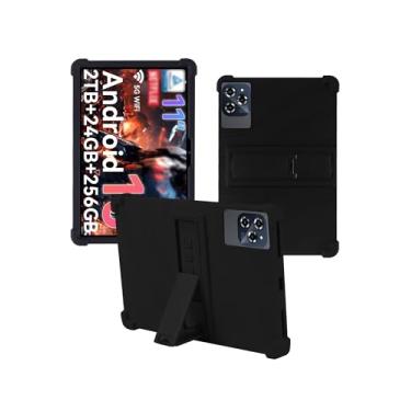 Imagem de Capa para tablet TABWEE W90 Android 15 11 polegadas, capa protetora de borracha leve à prova de choque à prova de choque, capa protetora de silicone macio ajustável para crianças, preta