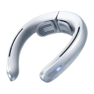 Imagem de JISULIFE Ventilador de pescoço portátil, ventilador pessoal sem lâmina atualizado de 100 velocidades, vestível com suporte de pescoço, visor de LED, bateria recarregável de 5000 mAh, presentes para