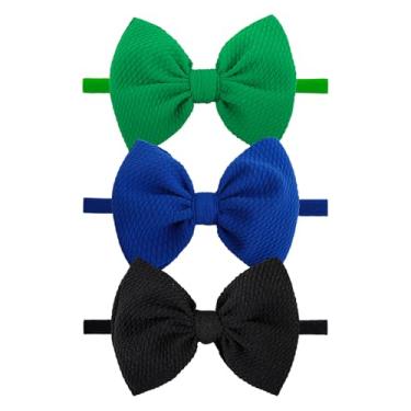 Imagem de Lanmerry 3 peças de laços de cabelo para bebês recém-nascidas, azuis, verdes e pretas, acessórios de cabelo macios para meninas