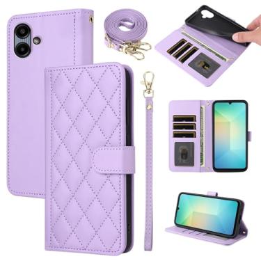 Imagem de Furiet Argyle Capa carteira para Samsung Galaxy A06 5G com alça removível para pulso/ombro slot para cartão bolsa fólio luxuosa couro PU acessórios capa de celular para Ao6 A 06 4G LTE mulheres homens