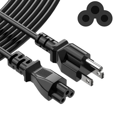 Imagem de ROLADA Cabo De Alimentação Universal Para Laptop 3 Pinos, Ca C5 6 Pés Substituição Computadores Dell, Hp, Toshiba, Lenovo, Msi; Lg, Samsung, Monitor Sony, Tv, Impressora Epson, Scanner