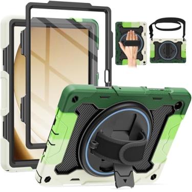 Imagem de ROSROME Capa para Galaxy Tab A9 Plus 5G/A9+ (11 polegadas) com protetor de tela HD e alça de ombro, proteção contra quedas de 4,5 m, capa com alça de mão com suporte 360 para tablet Samsung A9Plus