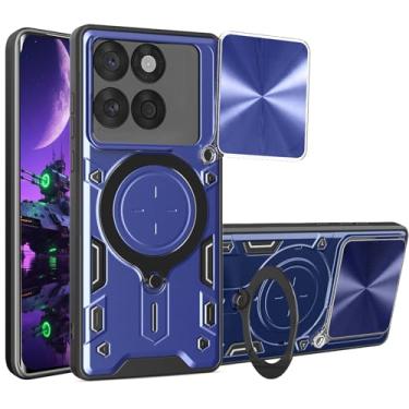 Imagem de YSNZAQ Capa protetora para Motorola Edge 60 Fusion (não Edge 60), janela de empurrar para lentes, capa protetora à prova de choque de grau militar com suporte para Moto Edge 60 Fusion CQ azul-marinho