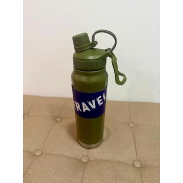 Imagem de Garrafa Térmica 800ml em Aço Inox Com Parede Dupla, Alça e Trava Fitness Esportes (Verde)