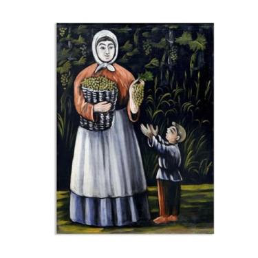 Imagem de Niko Pirosmani arte em tela mulher camponesa com menino impressão em tela pinturas famosas reproduções primitivismo abstrato arte de parede para sala de estar 85 x 60 cm (83.8x61.0 cm) sem moldura
