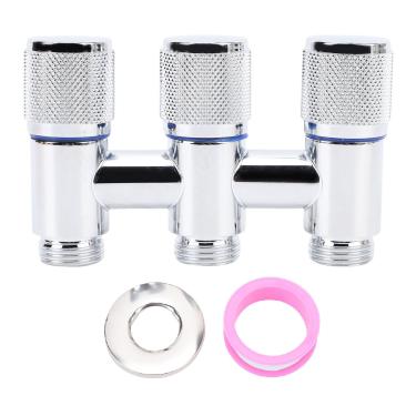 Imagem de Pssopp Distribuidor de água, Aço Inoxidável Adaptador de Torneira de 3 Vias para a Pia da Cozinha da Máquina de Lavar Banheiro Conector Multi Outlet (Cor eletroplatada)
