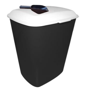 Imagem de porta ração 20 kg container pet pote de ração para cachorro gatos (Preto 20kg)