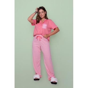 Imagem de Pijama Feminino Americano Longo Algodão Coral - Pink Dream, P