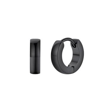 Imagem de FaithHeart Brincos de argola masculinos de aço inoxidável preto/prata/dourado – Hipoalergênicos pequenos brincos de argola para dormir leves, à prova d'água, piercing de cartilagem, joias, presente de