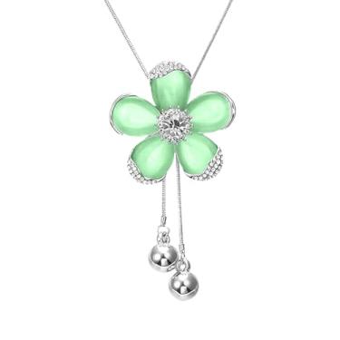 Imagem de HSQYJ Colares longos de cristal para mulheres, colares de flores com strass, ajustáveis, para mulheres, suéter, bijuteria, presente feminino, Medium, Cristal, Cristal